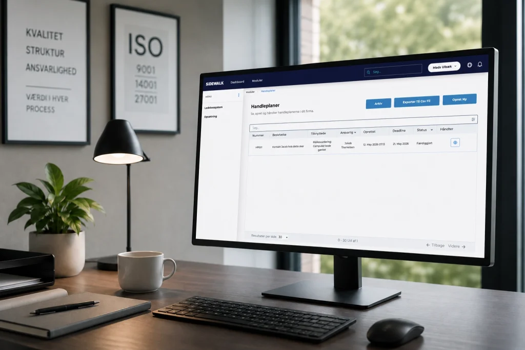 Compliance displayed on a PC screen