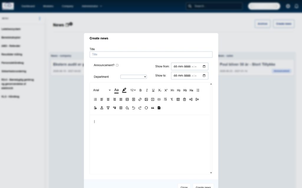 Create News on Info Screen